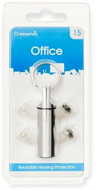 Crescendo Office 15 - Ohrstöpsel für das Büro, Silikon, Modern, Transparent, Silver, Wiederverwendbar, 15 dB Dämpfung