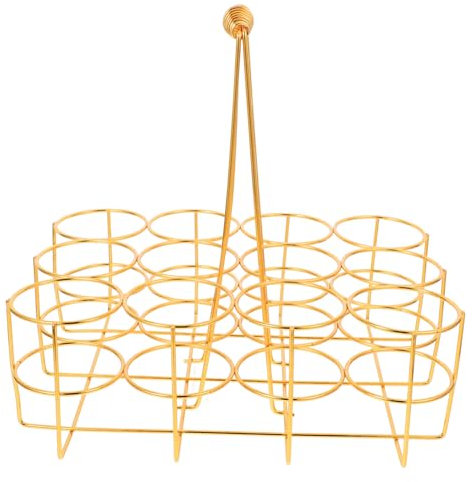 IMIKEYA Beer Rack Handheld Basket for 12 Bottles, Gold Metal Beer Storage Holder Handle for Bar and Nightclub Use, Compact Small Size