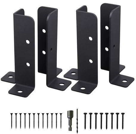 Deck Post Anchor Base Brackets, Adjustable Wood Fence Pergola Post Base Brackets, Deck Post Brackets Support Deck Base Plate Pergola Brackets Fence Kit Fit 1.5x1.5, 2x2, 2x4, 4x4 (4PCS)