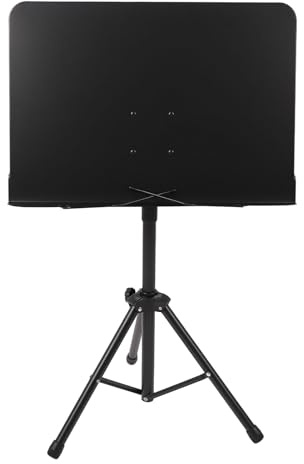 Tragbarer und Stabiler Notenständer, Höhenverstellbar, Rutschfeste Füße, Geeignet für Gitarre, Violine und Mehr, Leicht und Kompakt, Ideal für Musiker und Studenten (Schwarz)