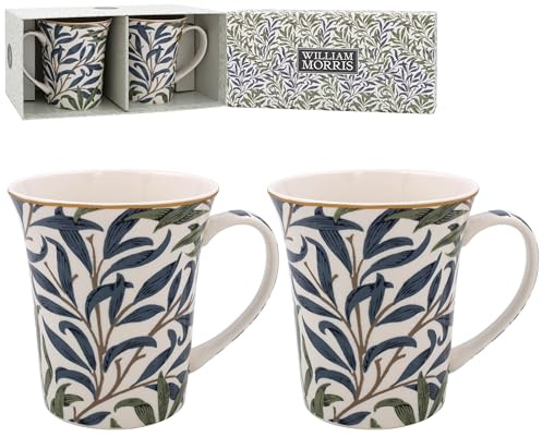 Lesser & Pavey Kaffeetasse aus Weidenzweig, Keramik-Kaffeetassen für Zuhause oder Arbeit, große Tassen für heiße Getränke, 2er-Set Tee- und Kaffeetassen – William Morris