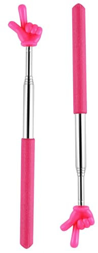 Tucnoeu Palillo de puntero retráctil, 2 palitos de puntero de dedo, mini puntero para aula, bastón de demostración en el aula, puntero retráctil para profesores para leer en el aula, color rosa