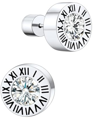 Supcare Ohrstecker für Herren Damen Römische Ziffern Ohrringe mit Geburtsstein Edelstahl Wikinger Creolen Ohrstecker Stud Earring Punk Ohr Piercing Ohrschmuck Modeschmuck für Männer Ehemann