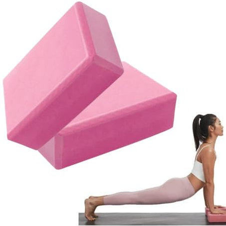 2er-Set Yoga Blöcke/Yogablock - Hochdichter Eva-Schaum, Fitness-Block, Umweltfreundlich und Leicht - Korkblock für Yoga & Pilates, Yogablock für Anfänger und Fortgeschrittene (Rosa)