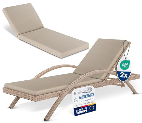 Beautissu Auflagen für Gartenmöbel Wasserdicht 2er Set Outdoor Polster