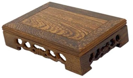 Folpus Présentoir d'ornement sur Pied pour Bol à Poissons, Support rectangulaire pour bonsaï, Support de Pot de Fleurs, Support de jardinière en Bois pour, 17 cm x 11 cm x 3.8 cm
