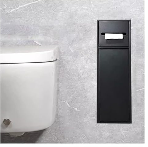 Genérico Portarrollos de papel higiénico, Nicho de baño de acero inoxidable con soporte de almacenamiento integrado - Estante de pared empotrado para cepillo de inodoro en el cuarto de baño del hotel