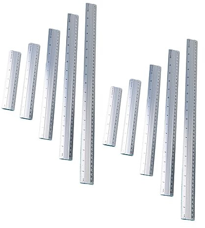 Angoily 10-teiliges Metrisches Lineal-set Aus Aluminium Für Studenten Ingenieure Künstler (15 Mm – 50 Mm Tragbar)