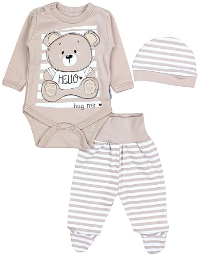 TupTam Baby Set mit Langarmbody, Hose & Mütze – 3-teilig