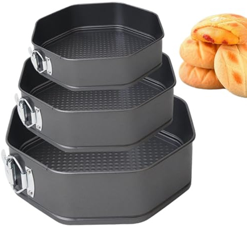 Teglie da forno - Tortiera ottagonale a cerniera con fibbia rimovibile e fondo rimovibile, Teglie a cerniera per cheesecake, torta yogurt,