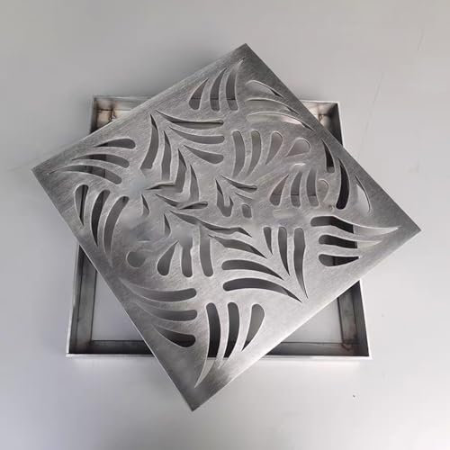 Canaleta Desague con Rejilla Rejilla de Drenaje de Acero Inoxidable 304 con Malla de Pantalla, Cubierta de Drenaje Resistente para Exteriores e Interiores, Colador de Drenaje Cuadrado Duradero para Bl