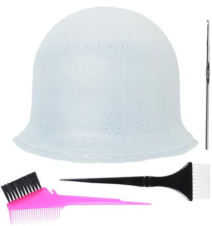 Pre-punched with Holes Silicone Highlight Caps Hair Color Brush Set Professional Reusable Highlighting Caps with Hook Salon Hairdressing Dyeing Staining Tools for Women Men