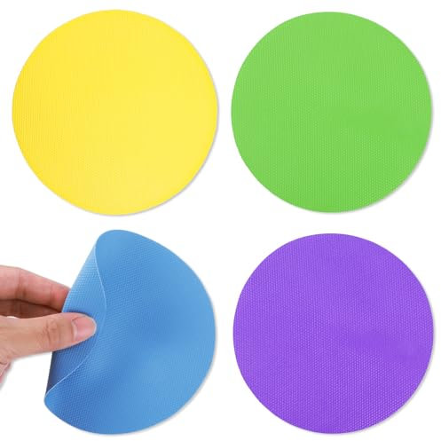 Grevosea 4Pcs Rubber Jar Opener Grippers, Jar Opener Gripper Pad Rubber Grippers for Opening Jars Multi-Function Kitchen Gadgets Anti-Slip Coasters Bottle Lid Opener for Seniors Weak Hands (Circle)