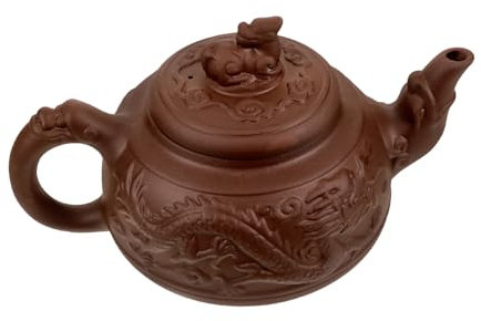 BEBEMOKO Dragon Statue Teapot Large Capacity Clay Tea Pot Vintage Style Kung Fu Teapot for Home Use Chinese Style Tea Kettle