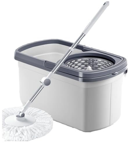 El más Nuevo Cubo de la fregona con función de Giro, Universal Manos Libres Que se Wringing, Limpieza sin Esfuerzo, Uso en el hogar Lazy Mop con Almohadillas Lavables