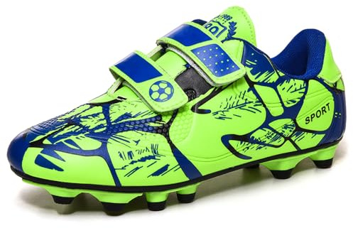 Woflebel Chaussures de Football Garçons Fille Crampons Foot Enfant 28-37EU | Chaussure de Foot Spike Unisexe FG/AG Professionnel Chaussures D'entraînement Antidérapantes Chaussures de Sport