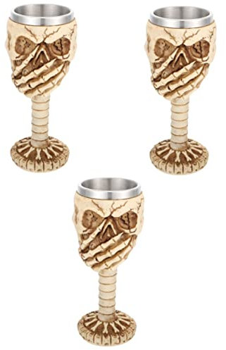 Cabilock 3 Tazas De Acero Inoxidable Con Forma De Esqueleto Humano Taza De Huesos De Terror Tetera Cáliz De Espresso Copa De Terror Macabra Tazas Con Figuras Vaso Taza Ruidosa Taza