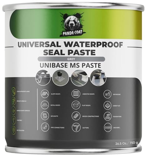 Waterproof Sealant | Grey Paste | All-Purpose Leak Sealer for Roofs, Gutters, Bathrooms & Outdoor Joints | Stop Leak & Repair Cracks | Strong Waterproof Coating | Unibase MS Grey | Made in EU (750 g)