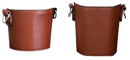 Housse de porte-gobelet portable en cuir marron réutilisable, manchon de tasse à café avec poignée, porte-bouteille d'eau avec sangle réglable, porte-gobelet de protection pour camping, marche,
