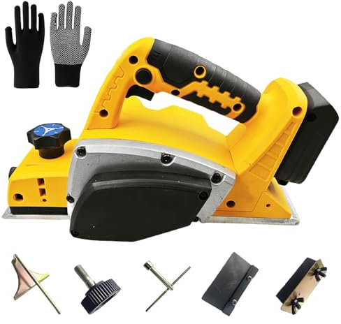 Bekasa Pialla Elettrica per legno, Pialla per legno compatibile con Dewalt 20 V Batteria,16500RPM Pialla a Batteria, Larghezza 82 mm, Profondità regolabile 0-2 mm, per falegnameria(senza batteria)