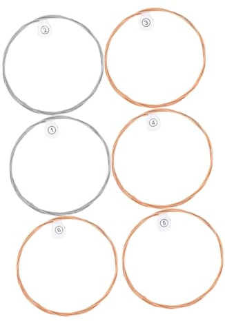 Kisangel 6 Stück Gitarrensaiten für Akustikgitarre aus Hochkohlenstoffstahl mit Hellerem Klang und Längerem Sustain für Folk Gitarren