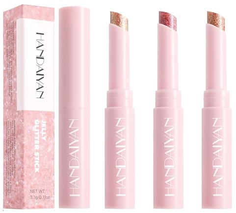 Ensemble de 3 bâtons de fard à paupières Jelly Glitter, crayon surligneur scintillant multi-usage, ensembles de bâtons de fard à paupières longue durée imperméables à l’eau (# Set B)