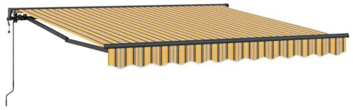 vidaXL Toldo Retráctil Amarillo y Gris 350 x 250 cm Aluminio y Tela, Toldo Semi-Cassette Moderno para jardín y terraza, Rectangular, diseño Flexible, fácil de Instalar y versátil