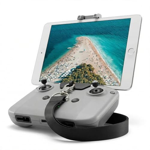 QWORK® Universelle Tablet Halterung Kompatibel mit DJI FLIP/NEO/Mini4Pro RC-N3 N2 N1 Fernbedienung - Keine Demontage Erforderlich, Packung mit Lanyard und 2 Datenkabeln