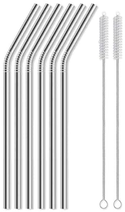 Cannucce Acciaio 6 cannucce di ricambio in acciaio da 25 cm, compatibili con tazze 40 once, riutilizzabili(Sliver2)