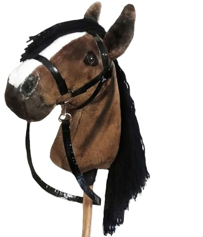 Windy Mane Hobby Horse Pferd Braun | Steckenpferd | Großes Steckenpferd A4 | Abnehmbare Trense & Lange Mähne | Steckenpferde Stockpferd mit Zubehör