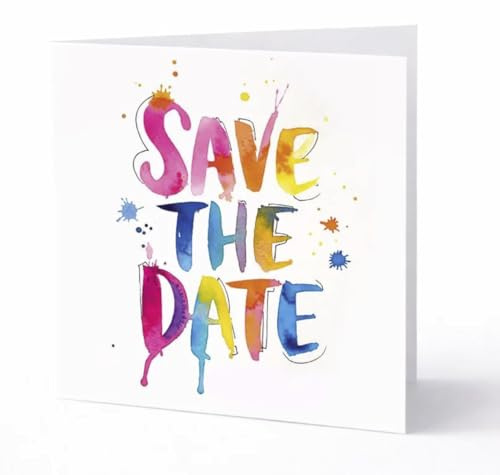 Save The Date KARTEN 10er SET 2026 moderne Einladung mit Personalisierung inkl. Spruch Aquarell Postkarte Klappkarte, Premium Klappkarten 14 x 14 cm inkl. schöner Kuverts