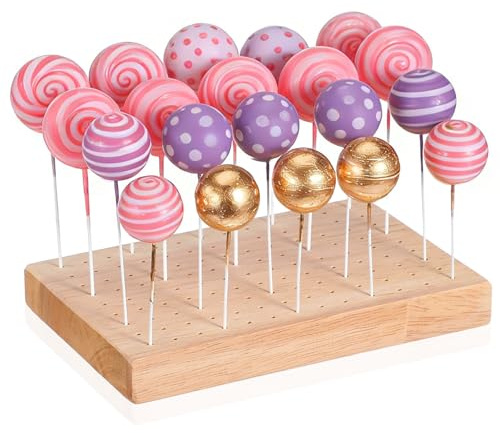 FRCOLOR Présentoir à Brochettes en Bois Naturel Rotatif pour Sucettes et Amuse-bouches, Support Porte-pics Alimentaires Compact, pour Buffet Traiteur, Fêtes et Stands de Restauration