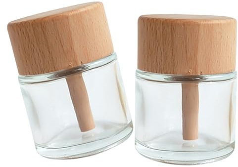 CANIGHT Botellas Difusoras de Vidrio Vacías 2 Piezas de 50 Ml Transparentes para Aceites Esenciales, Frascos Difusores Redondos para Aromaterapia y Decoración de Baño, Ambientador