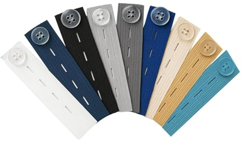 9 Pcs Extenseurs de Taille Élastiques Réglables, Elargisseur Pantalon | Extension Bouton Pantalon et Extension Pantalon Grossesse (9 Couleurs)