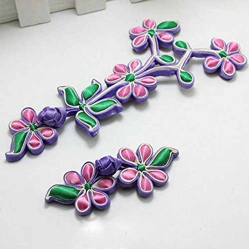 Lyracces Sewing Fasteners Knotting Branch Flower Fabric Chinese Knots Cheongsam Frogging Button 1set (Lilac)