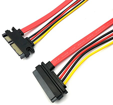 Duttek SATA Extension Cable, 20inch (50cm) 22-pin (7+15) SATA Male to Female DATA and Power Combo Silmline Extension Cable Cord M/f