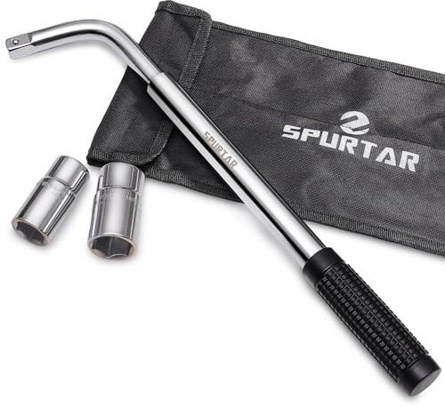 Spurtar Chiave per Ruote Auto, Telescopica per Chiave Bulloni Ruota con Bussole da 17/19 mm e 21/23 mm, Attrezzo 1/2 Pollici Gomme Auto Leva Bulloni
