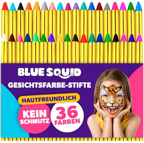 Blue Squid Kinderschminke Set, 42 Farben Gesichtsfarbe Schminkstifte, Kinder Schminkset Ideal für Partys Mädchen, Gesichtsfarben, Halloween, Fasching, Karnavel Professionelle Schminke