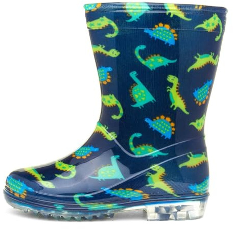Shoe Zone - Boys Navy & Green Dinosaur Welly - Size 9 Child UK - Multicolour
