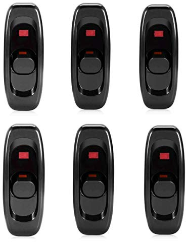 JZK 6 x Negro interruptor del cable del cable de la lámpara interruptor de torpedo AC 250V 10A con luz indicadora LED para electrodomésticos pequeños o lampara