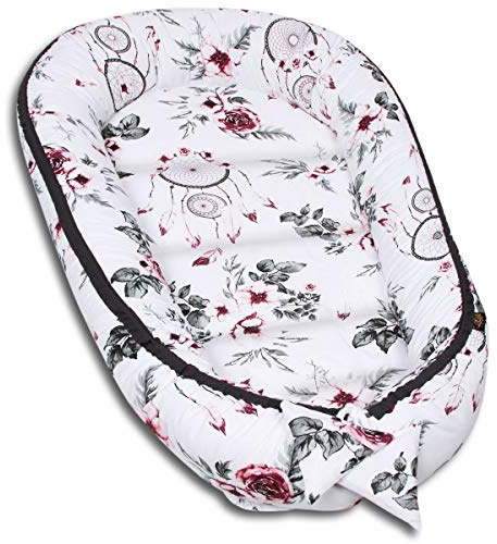 PaLulli Kuschelnest 2-seitig Babynest Babynestchen Baby Nest Nestchen Reisebett Wickelauflage Kuschelbett, Kokon Kokon für Babybett - Babys und Säuglinge, 100% Baumwolle Oeko TEX (Träumer)