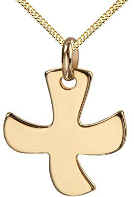 JEVELION Kreuz-Anhänger Taize-Kreuz auch Kreuz-Taube mit Panzer-Kette für Damen, Herren und Kinder als Ketten-Anhänger mit Kette mit Schmuck-Etui