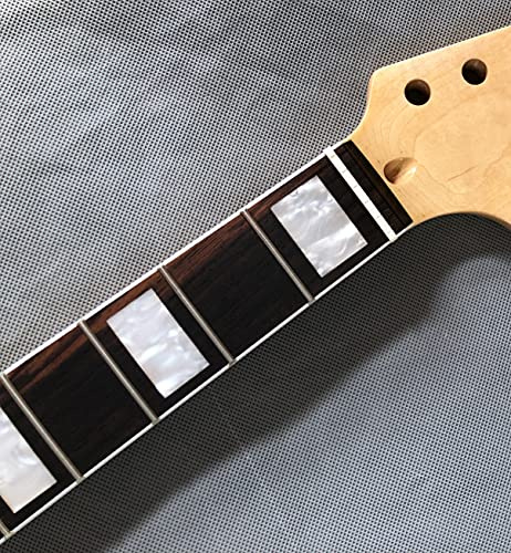 Stort huvud gitarrhals 22 band 64,8 cm lönn rosenträ fingerbräda block inlägg glans