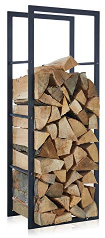 SULENO - Kaminholzregal CARDIFF, robustes Stahl-Holzregal für Brennholz, langlebig und schick, Kaminholzregal für Innen und Außen, 44,5 x 30 x 118 cm