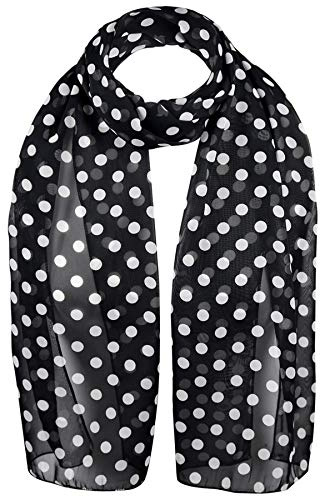 Basic Sense Bufanda retro de lunares de gasa suave cuello ligero mujeres mujeres damas clásico bufandas envoltura