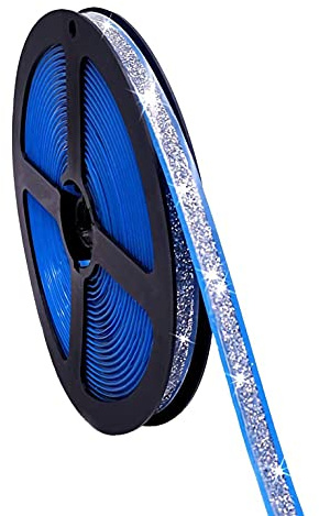Cinta de calafateo autoadhesiva, cinta de calafateo de poliuretano para bañera, baño, inodoro, cocina (ancho x largo: 7,5 mm, plata)