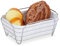 Relaxdays Cestino Portapane da Colazione in Metallo con Inserto Interno in Stoffa, Rimovibile, Lavabile, Bianco, Ferro