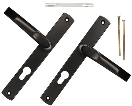 KOTARBAU® Paire de poignées 72 mm avec plaque longue noire pour cylindre profilé moderne universel