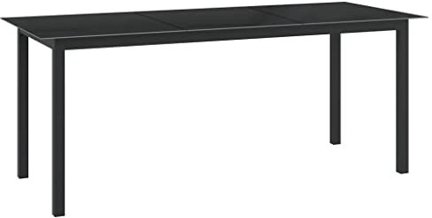 vidaXL Gartentisch Terrassentisch Gartenmöbel Esstisch Outdoor Tisch Balkontisch Glastisch Tisch Garten Schwarz 190x90x74cm Aluminium und Glas