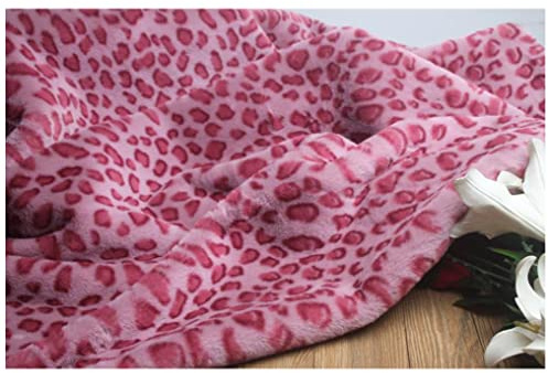 Shaggy Kunstpelz Stoff Fellimitat Stoffe Tier Leopard Print Kunstfell 160x50cm Weicher Kurzflor zum Nähen, Kostüm, Decken, Cosplay, Sitzkissenauflage(Color:Rosa)